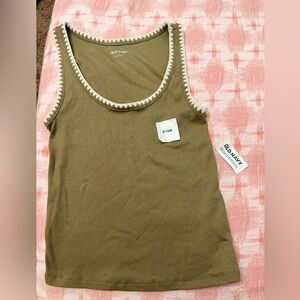 Old Navy Khaki Crop Top with White Trim